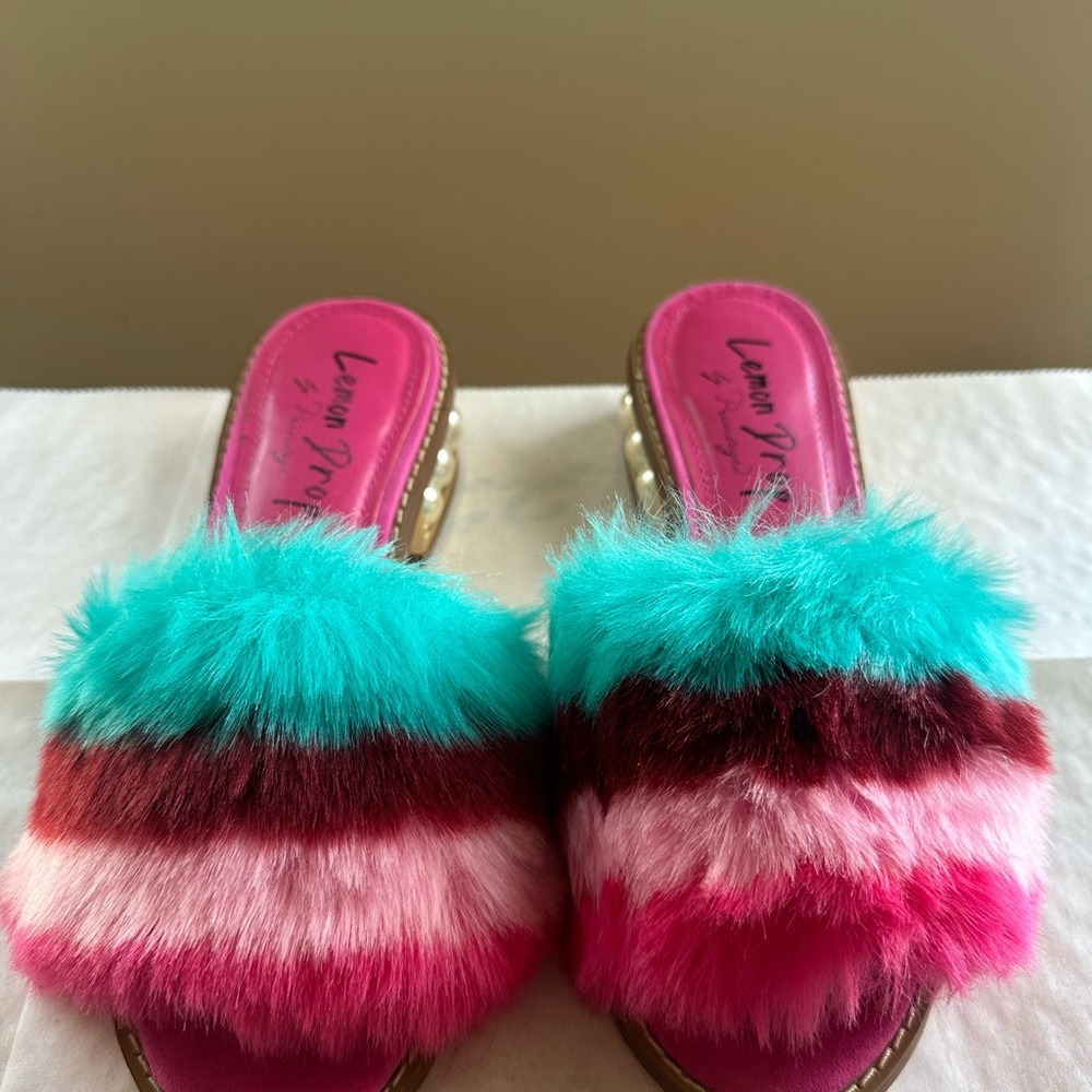 Colorful Faux Fur Slide Sandals